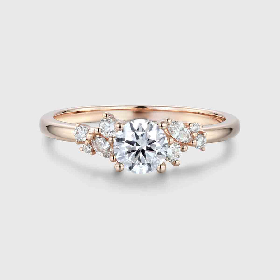 1.0CT~5.0CT Round cut Lab Grown Diamond Cluster Engagement Ring