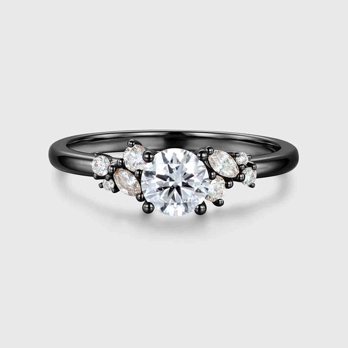 1.0CT~5.0CT Round cut Lab Grown Diamond Cluster Engagement Ring
