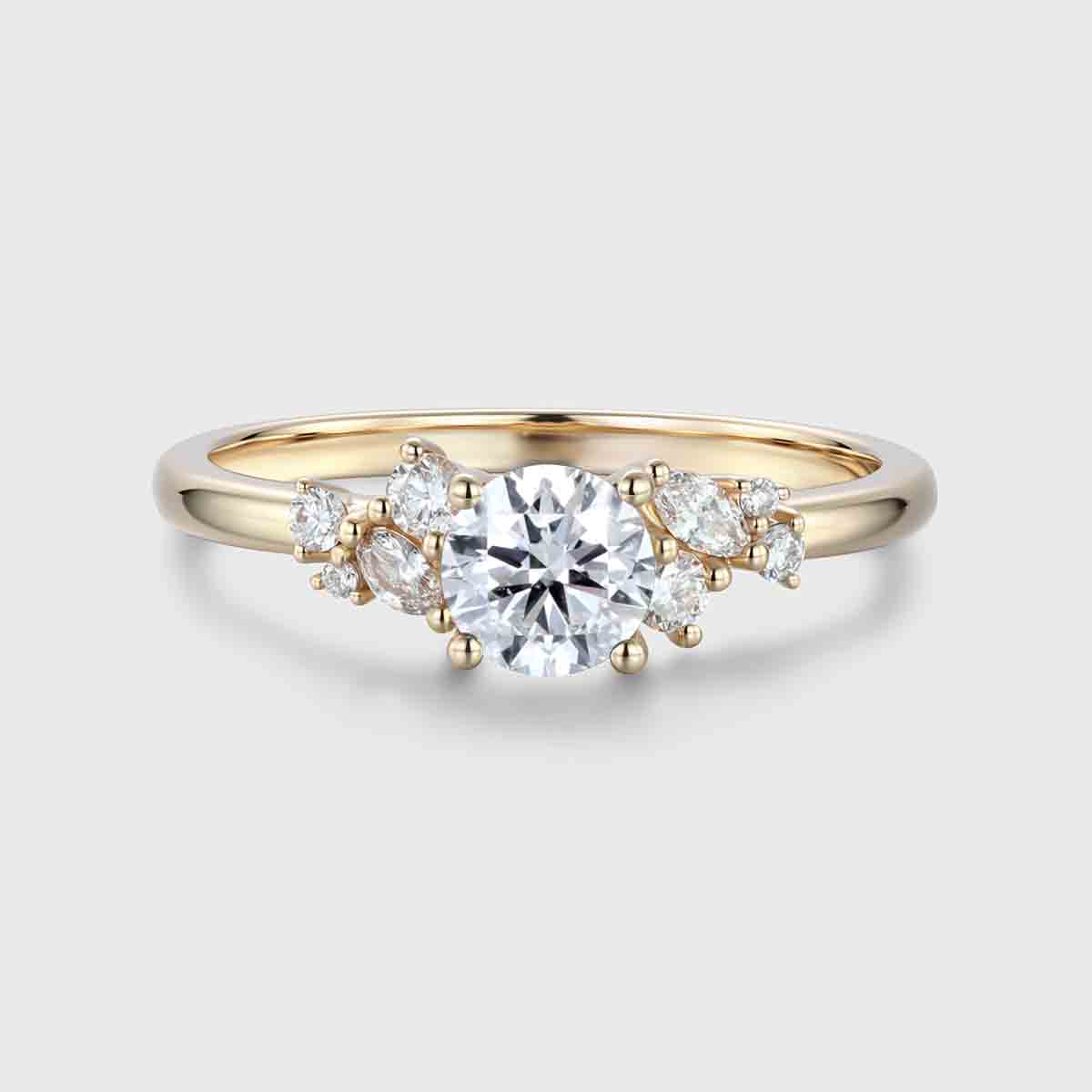 1.0CT~5.0CT Round cut Lab Grown Diamond Cluster Engagement Ring