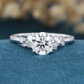1.0CT~5.0CT Round cut Lab Grown Diamond Cluster Engagement Ring