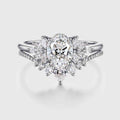 1.0CT~5.0CT Oval cut Lab grown Diamond Cluster Engagement Ring Set