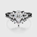 1.0CT~5.0CT Oval cut Lab grown Diamond Cluster Engagement Ring Set