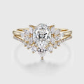 1.0CT~5.0CT Oval cut Lab grown Diamond Cluster Engagement Ring Set
