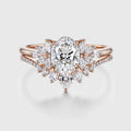 1.0CT~5.0CT Oval cut Lab grown Diamond Cluster Engagement Ring Set