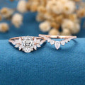 1.0CT~5.0CT Oval cut Lab grown Diamond Cluster Engagement Ring Set