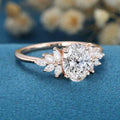 1.0CT~5.0CT Oval cut Lab Grown Diamond Cluster Engagement Ring