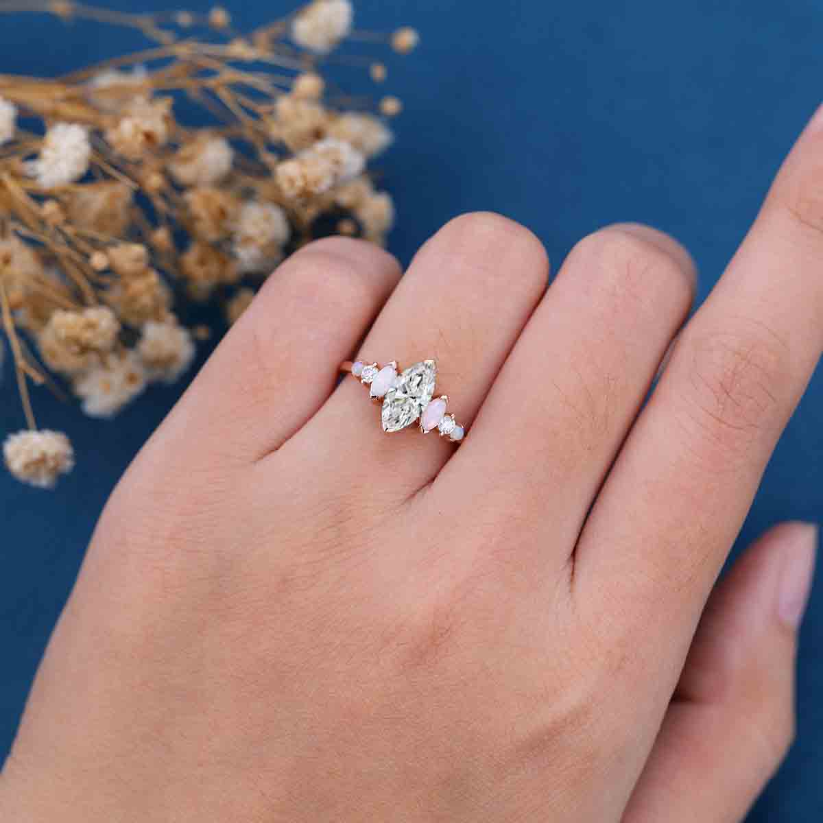 1.0CT~5.0CT Marquise cut Lab Grown Diamond Engagement Ring