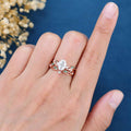 1.0ct~5.0ct Oval cut Moissanite Engagement ring Rose gold Moss Agate Wedding Bridal Set