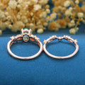 Oval Cut Moss Agate Cluster Engagement ring Bridal Set