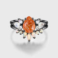 1.2 Carat Pear Sun Stone + Moonstone Cluster  | Opal wedding Bridal Set