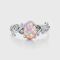 Inspired Pear cut Lab Pink Opal Matching Moonstone | Amethyst Solid Gold Engagement Ring