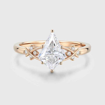1.0CT~5.0CT Kite cut Cluster Lab Grown Diamond Engagement Ring