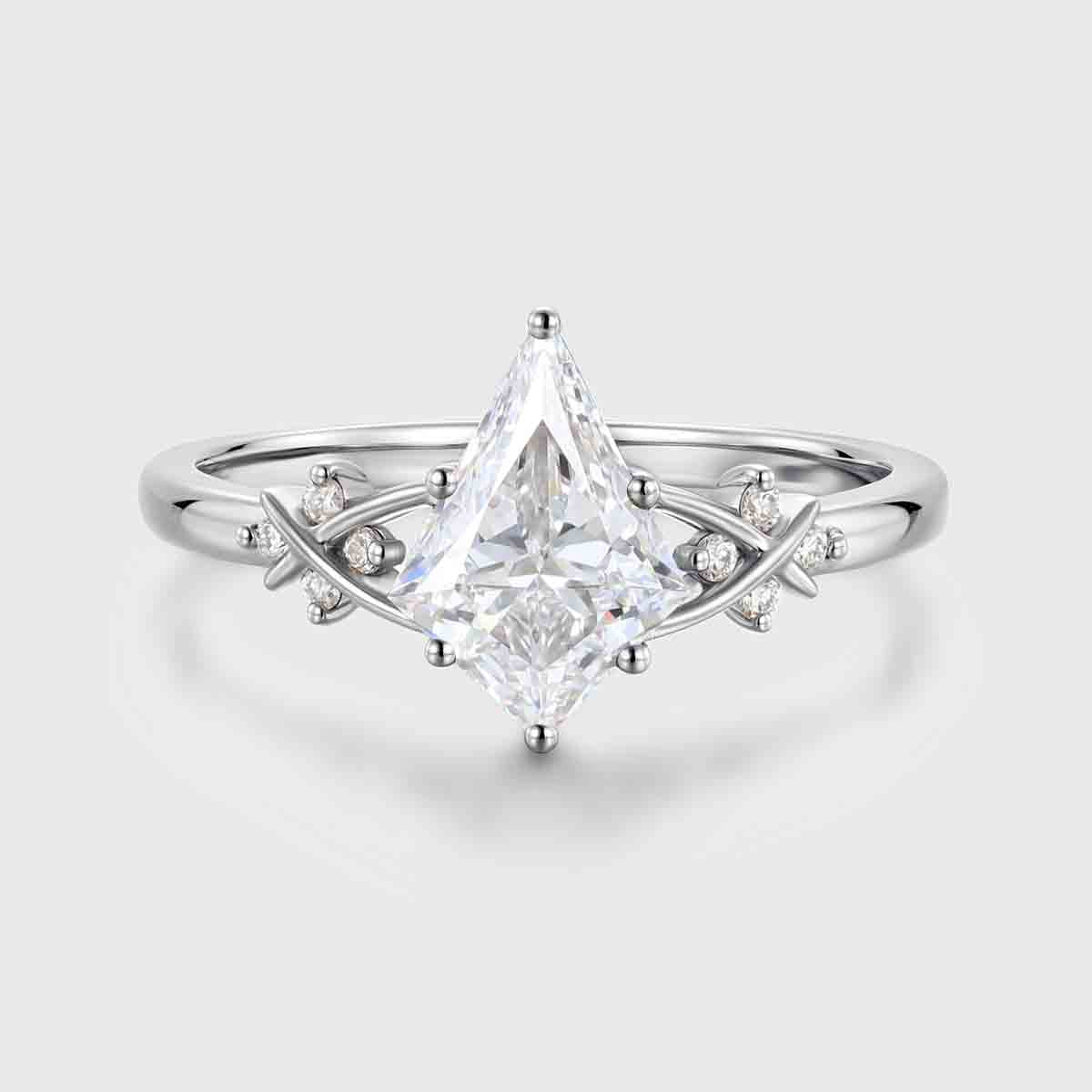 1.0CT~5.0CT Kite cut Cluster Lab Grown Diamond Engagement Ring