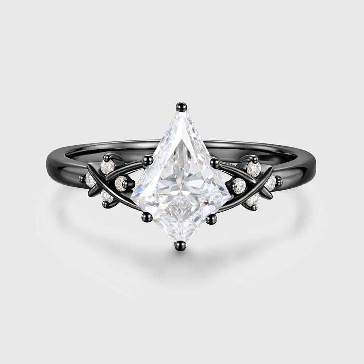 1.0CT~5.0CT Kite cut Cluster Lab Grown Diamond Engagement Ring