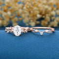 1.0ct~5.0ct Oval Cut Moissanite Cluster Engagement ring Bridal Set