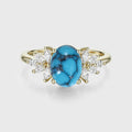 1.5Carat Oval Cut Turquoise Cluster Engagement Ring