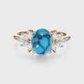 1.5Carat Oval Cut Turquoise Cluster Engagement Ring
