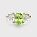 1.5Carat Oval cut Olivine Cluster Engagement Ring