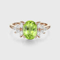 1.5Carat Oval cut Olivine Cluster Engagement Ring