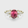 1.5Carat Oval cut Tourmaline Cluster Engagement Ring