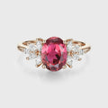 1.5Carat Oval cut Tourmaline Cluster Engagement Ring