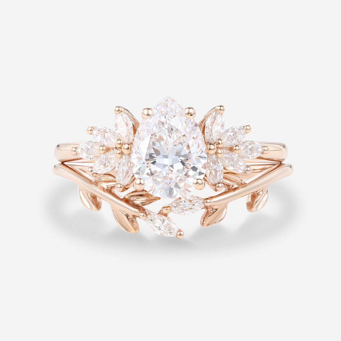 Pear cut Lab Grown Diamond Wedding bridal set