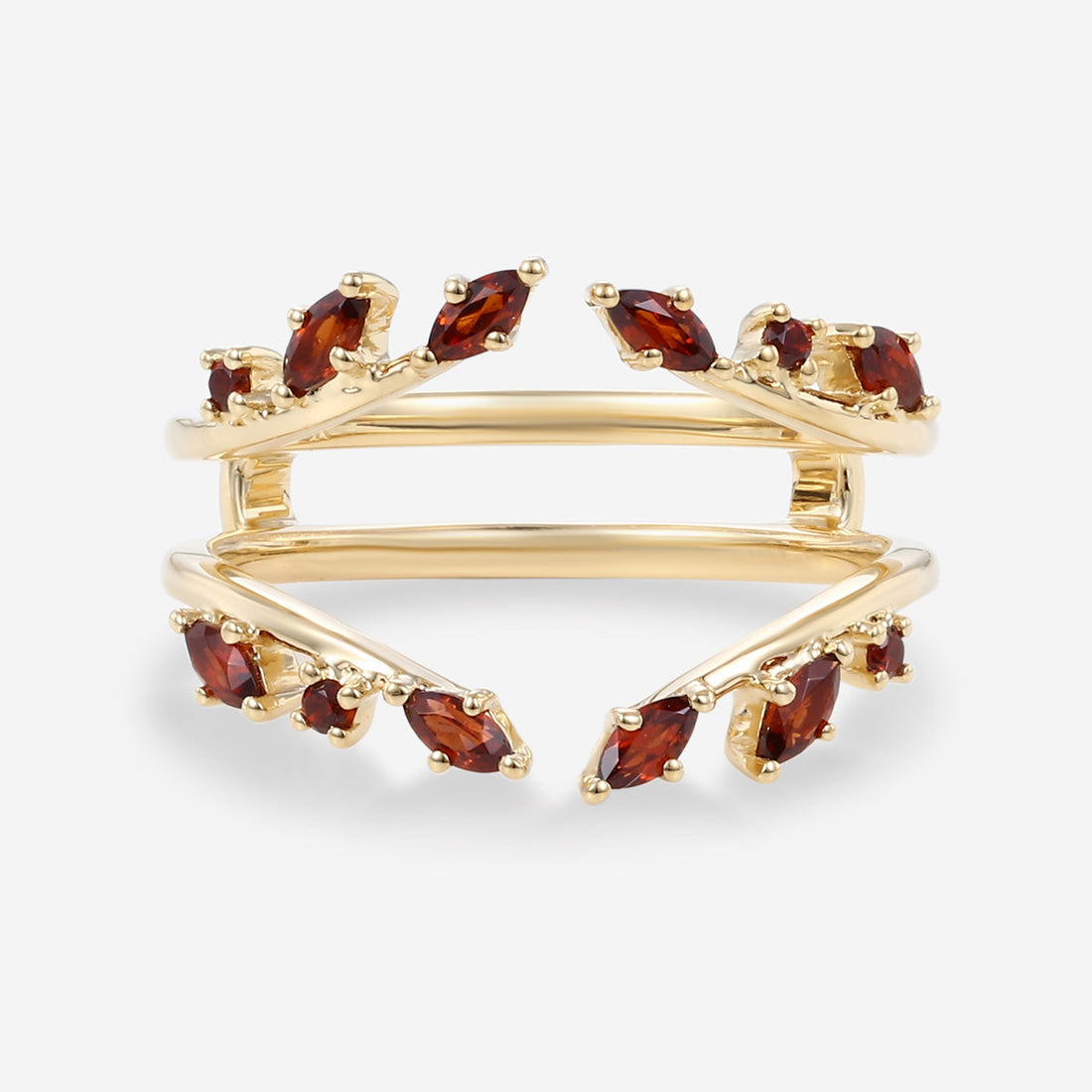 Nature Inspired Garnet Double Curved Wedding Band