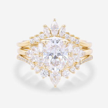 Oval cut 1.5Carat Lab grown Diamond Wedding bridal set