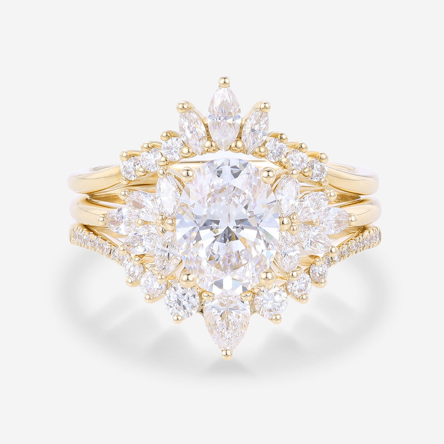 Oval cut 1.5Carat Lab grown Diamond Wedding bridal set