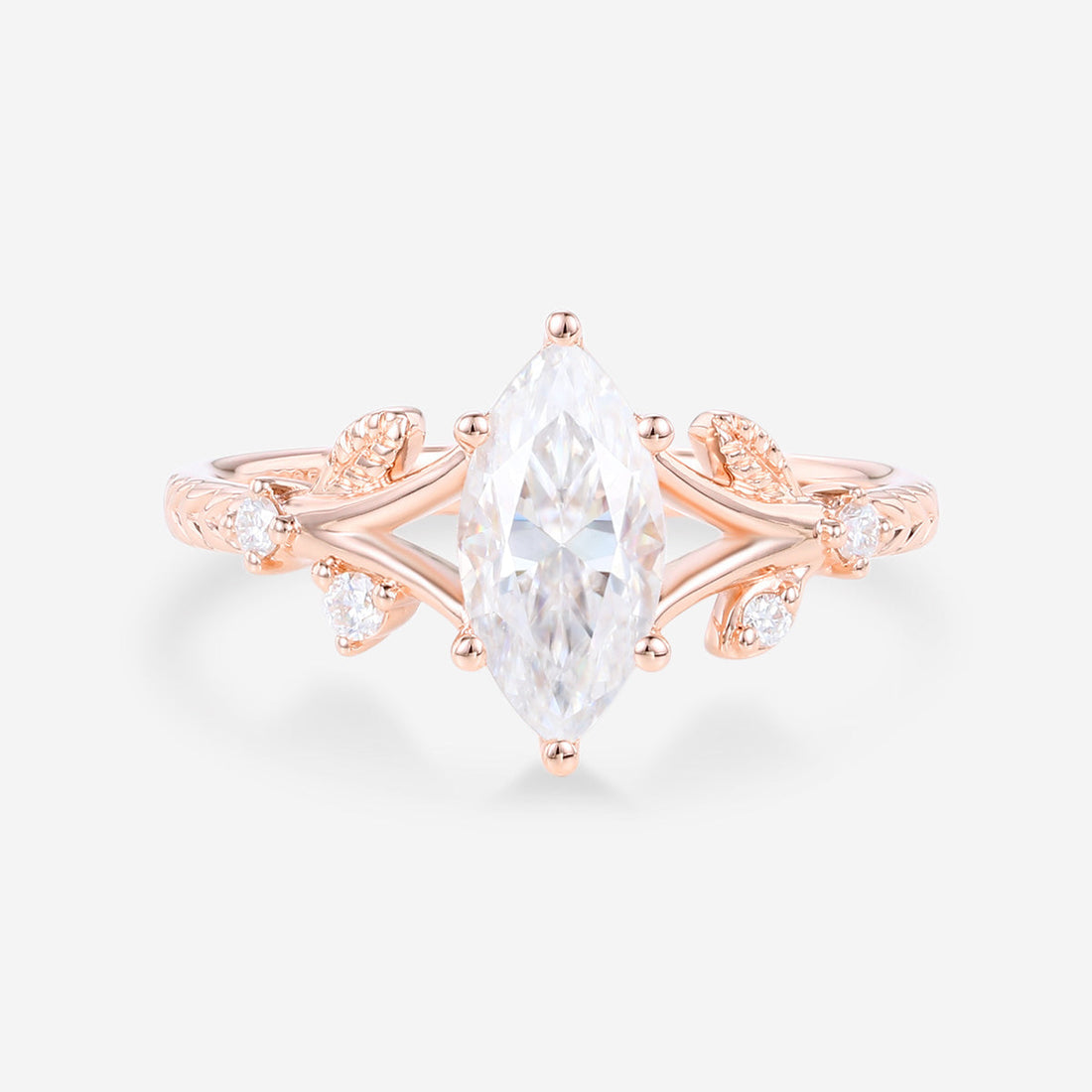 Nature Inspired Marquise cut Moissanite Engagement Ring