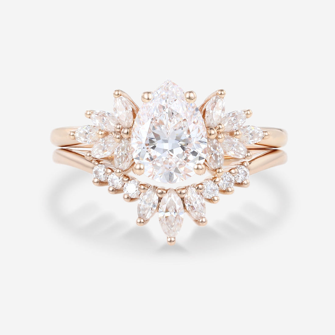 Pear cut Lab Grown Diamond Wedding bridal set