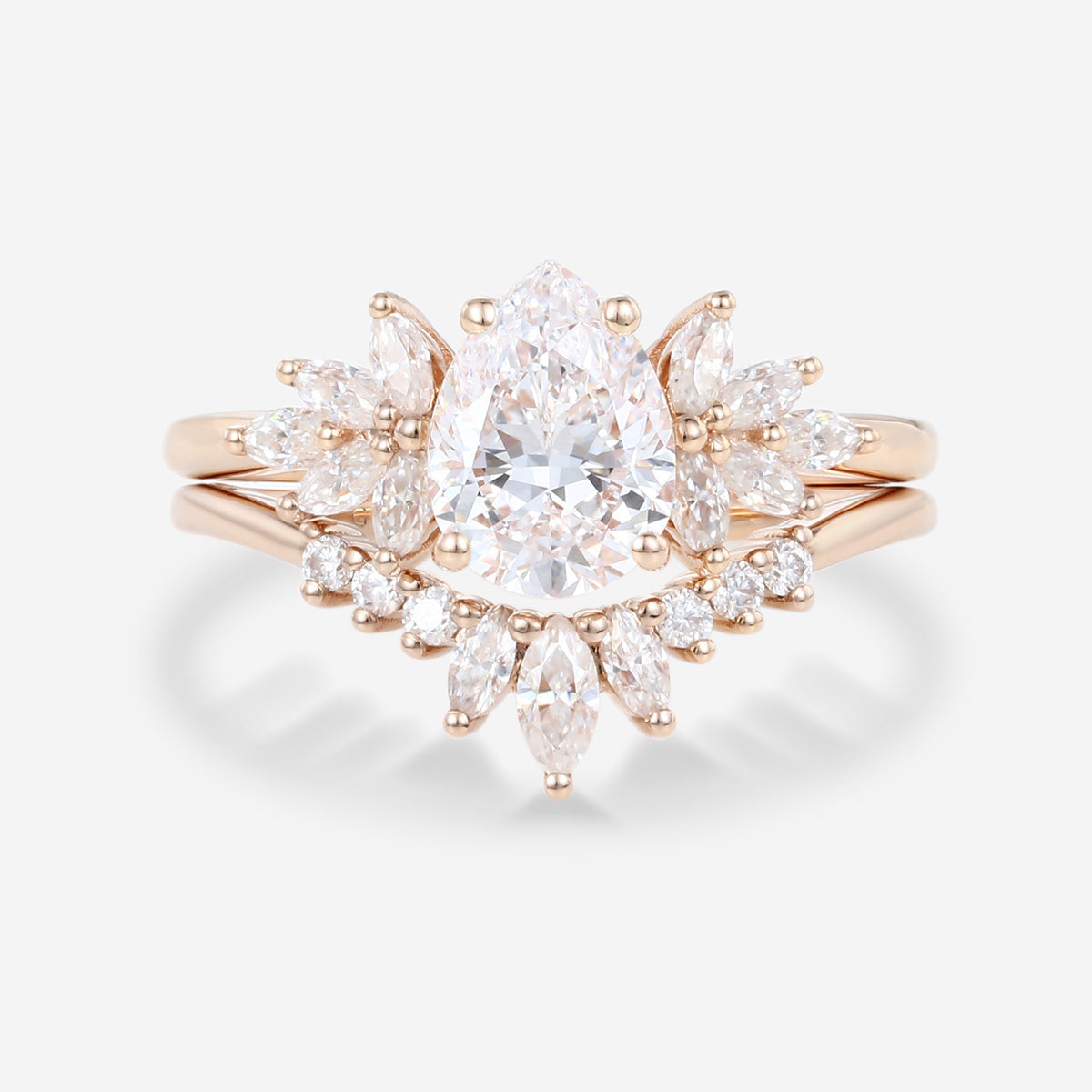 Pear cut Lab Grown Diamond Wedding bridal set