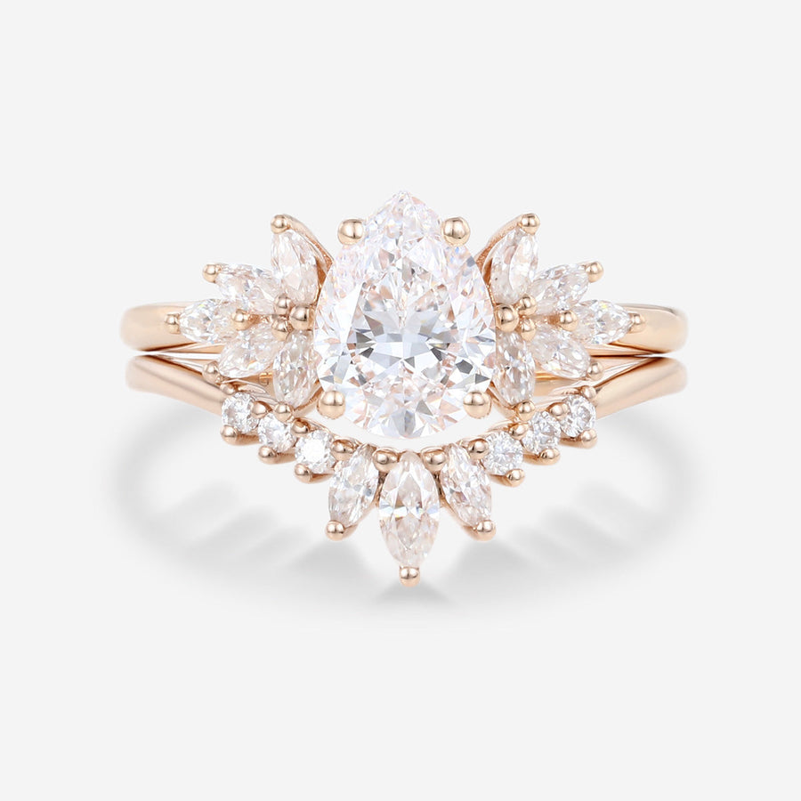 Pear cut Lab Grown Diamond Wedding bridal set