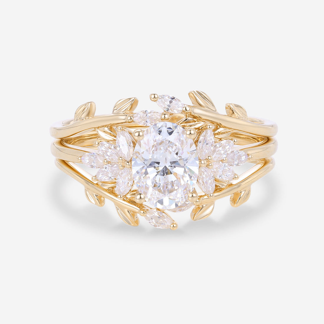 Oval cut 1.5Carat Lab grown Diamond Wedding bridal set