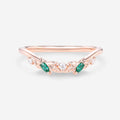 Marquise Cut Lab Emerald + Diamonds Curved Wedding Band
