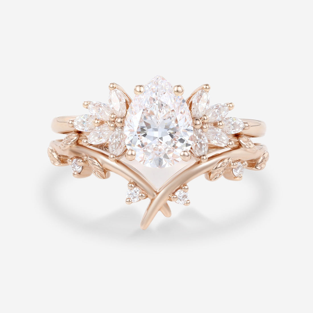 Pear cut Lab Grown Diamond Wedding bridal set