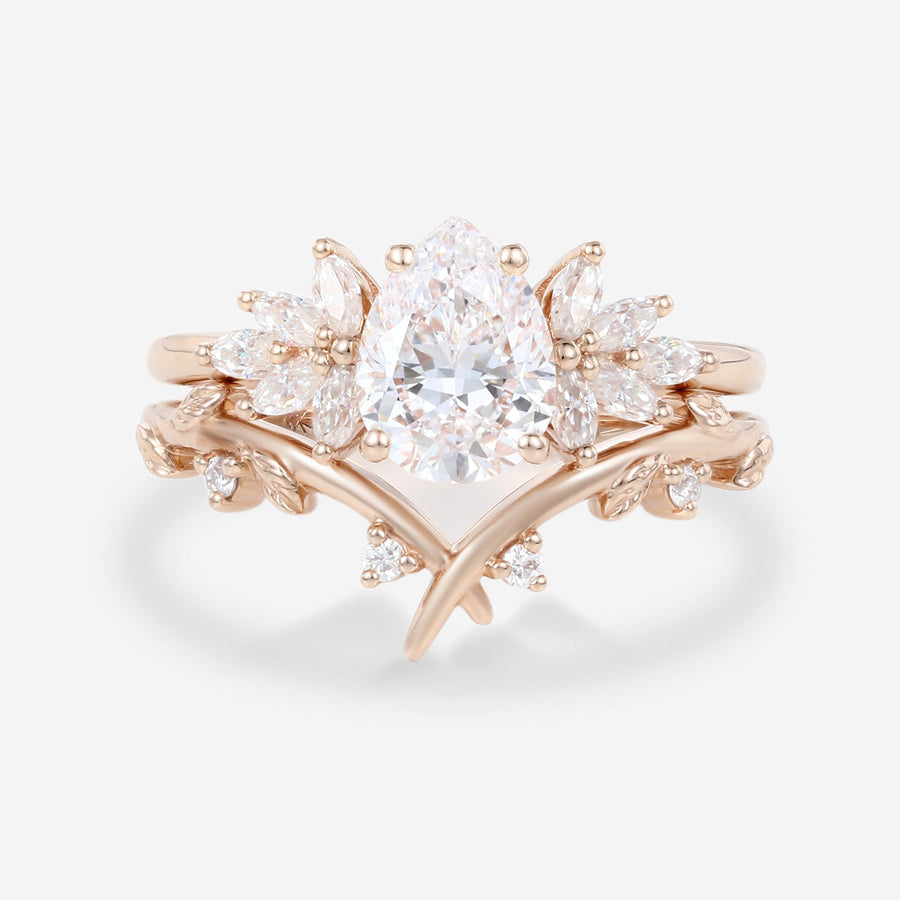 Pear cut Lab Grown Diamond Wedding bridal set
