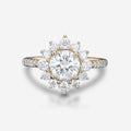 Round Moissanite Halo | Flower Half Eternity Engagement ring