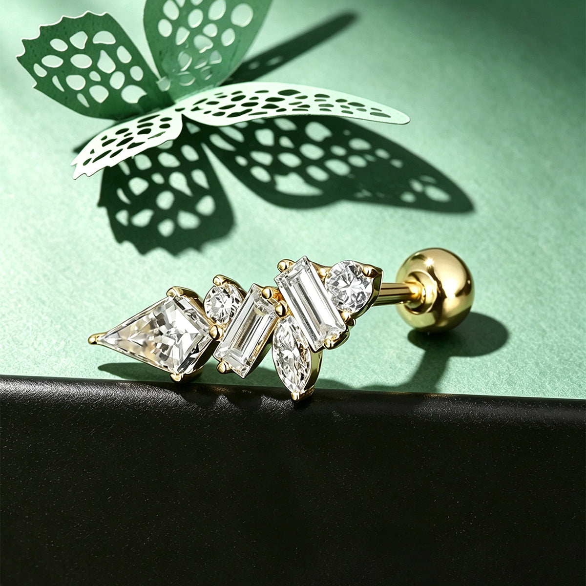 Multi Shape Lab grown Diamonds Antique Cluster Drop Earrings Set
