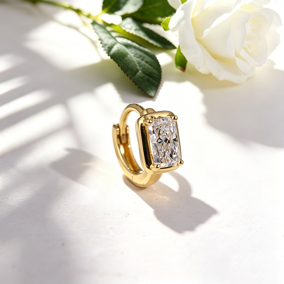 Emerald cut Lab grown Diamonds Hoop Earrings Set