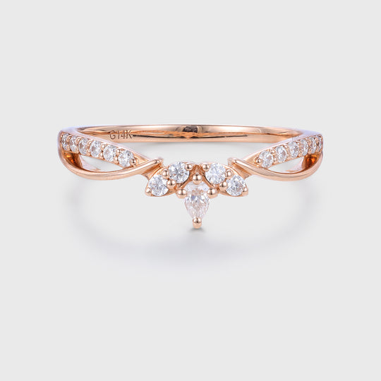 Diamond |Moissanite Curved Wedding Band Ring Matching Engagement ring