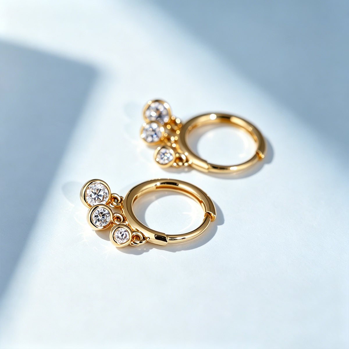 Triple Lab grown Diamonds Hoop Earrings Set