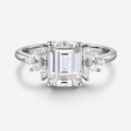 1.75 Carat Emerald cut Moissanite Cluster Engagement ring for Women