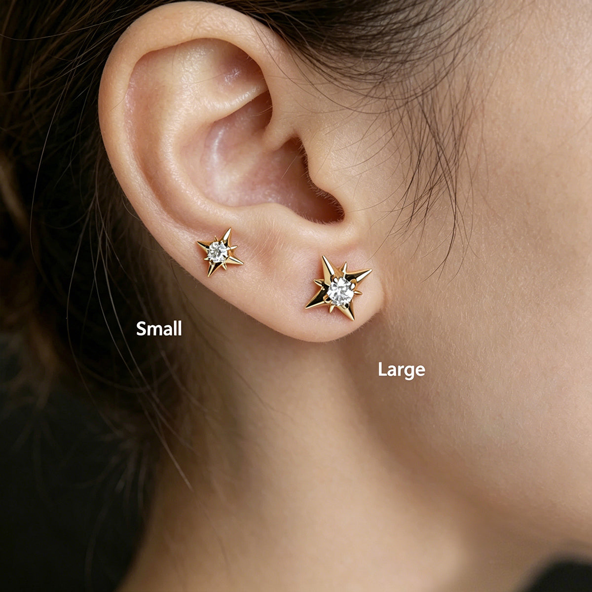 Round cut Lab grown Diamonds Star Drop Earrings Set