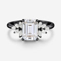1.75 Carat Emerald cut Moissanite Cluster Engagement ring for Women