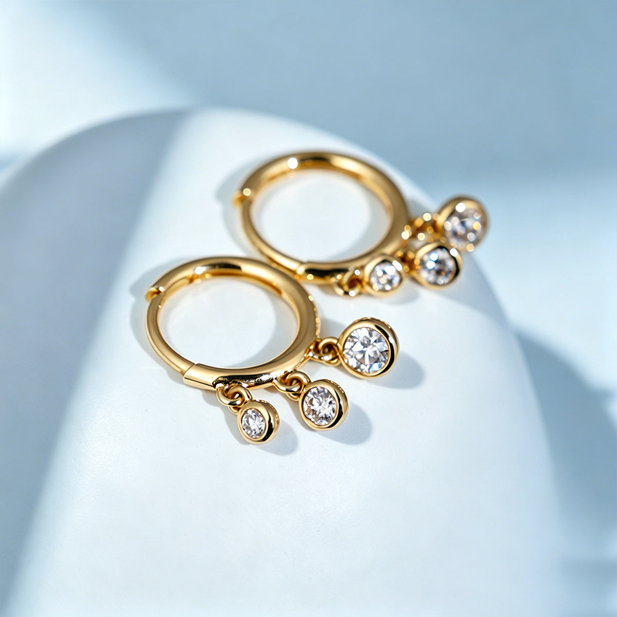 Triple Lab grown Diamonds Hoop Earrings Set