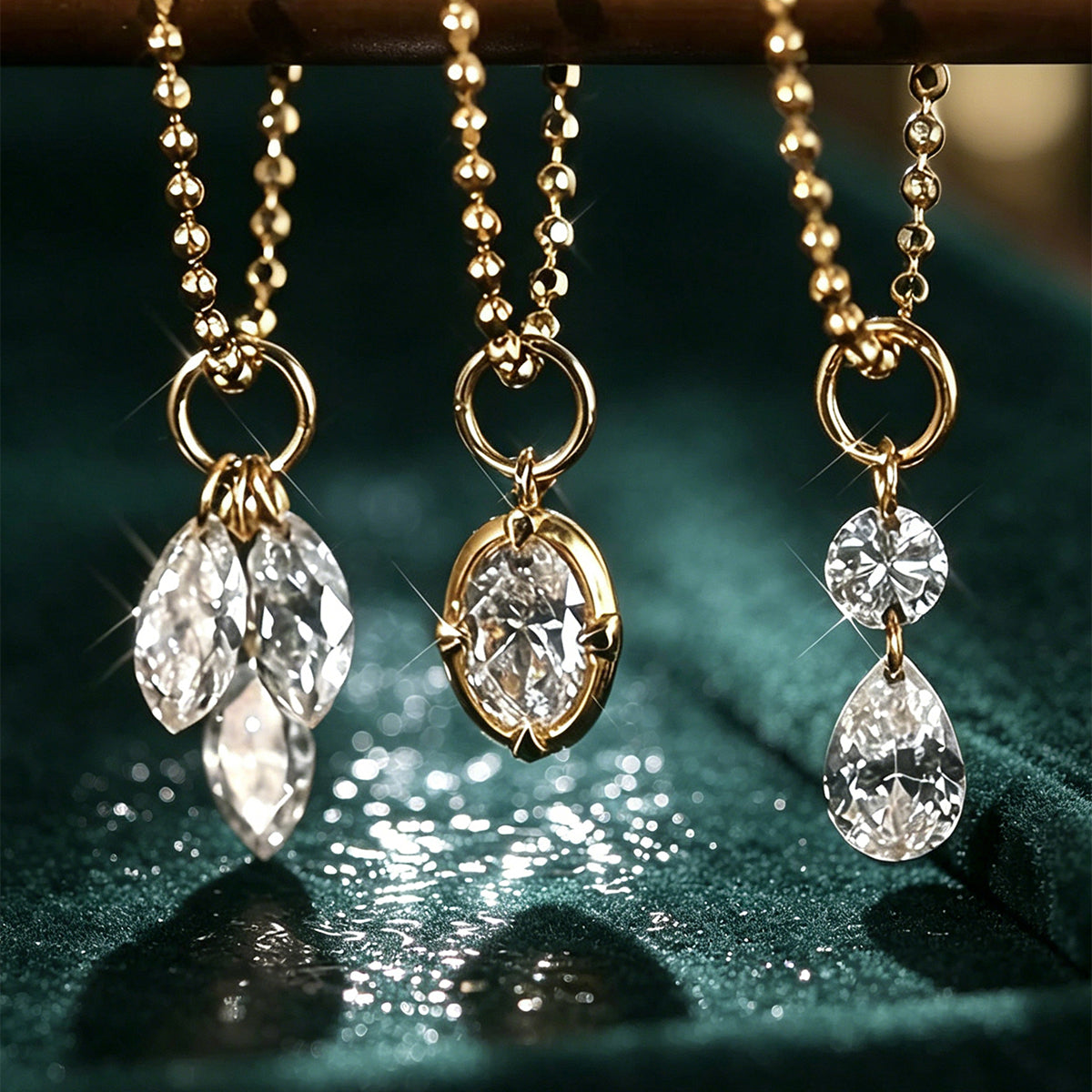 Round Lab grown Diamonds Chain Earrings Set
