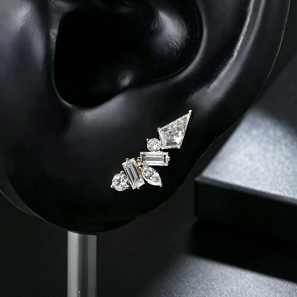 Multi Shape Lab grown Diamonds Antique Cluster Drop Earrings Set