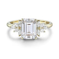1.75 Carat Emerald cut Moissanite Cluster Engagement ring for Women