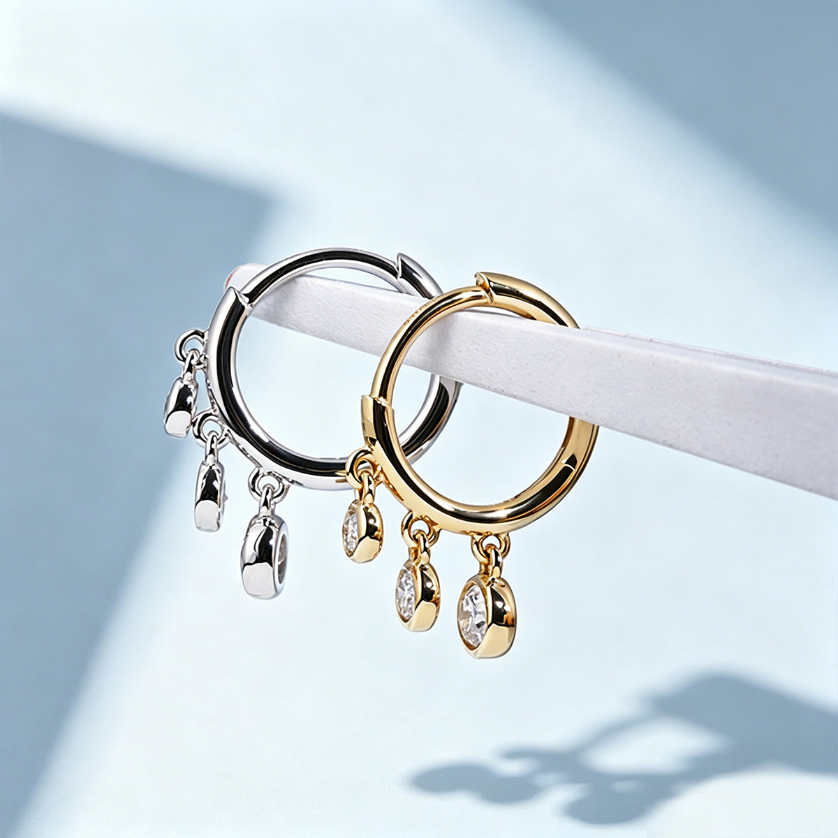 Triple Lab grown Diamonds Hoop Earrings Set